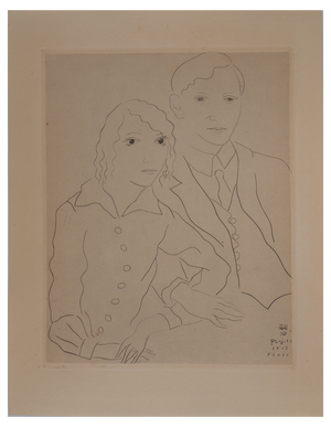 Léonard Foujita, The Bride and Groom, Original Etching, 1926