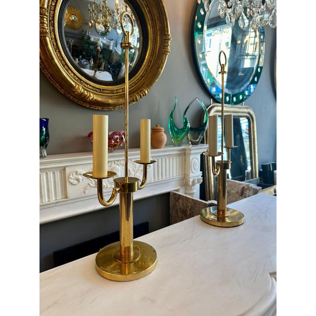 French Bouliotte Gilt Brass Candle Lamps, 1950s, Set of 2 For Sale - Image 17 of 18