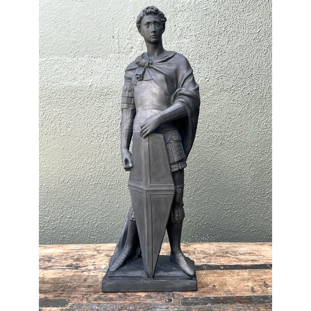 Rustic European Vintage Danish Saint George Terracotta Sculpture For Sale - Image 3 of 12