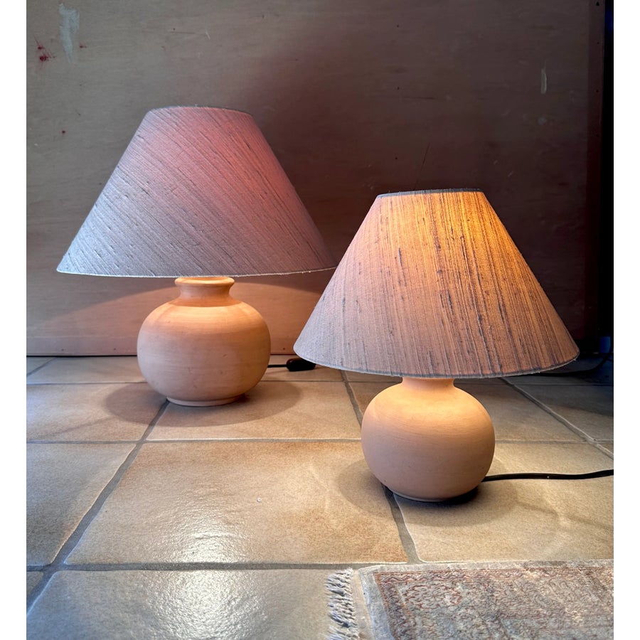 Mediterranean Style Terracotta Table Lamps with Wild Silk