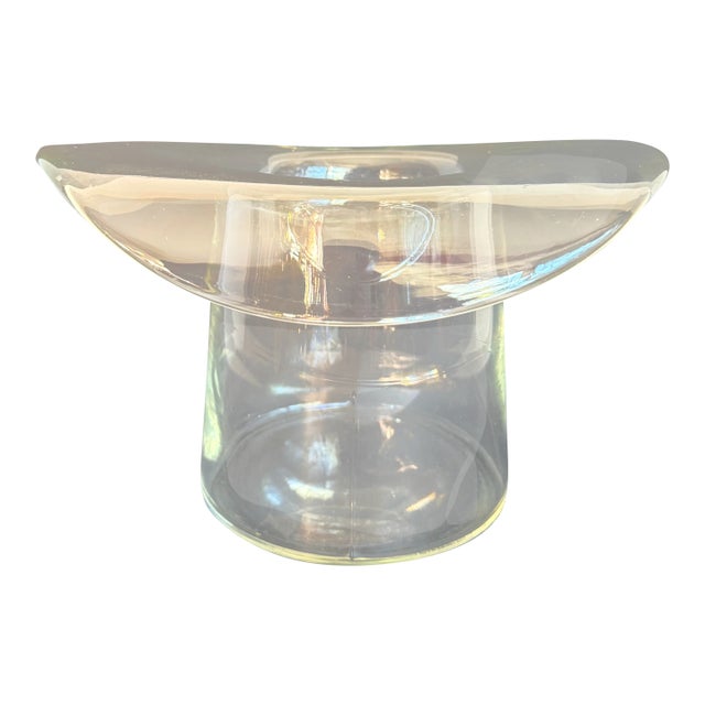 Vintage Sculptural Glass Top Hat Ice Bucket / Wine Chiller Barware For Sale