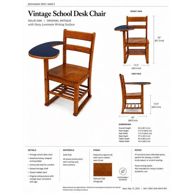 A wonderfully nostalgic and highly creative reinterpretation of an early vintage school desk chair, thoughtfully styled as...