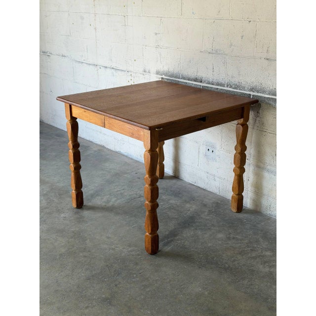 Oak Extendable Dining Table With Pull-Out Leaves Danish Mid-Century Modern 1960s For Sale - Image 4 of 12