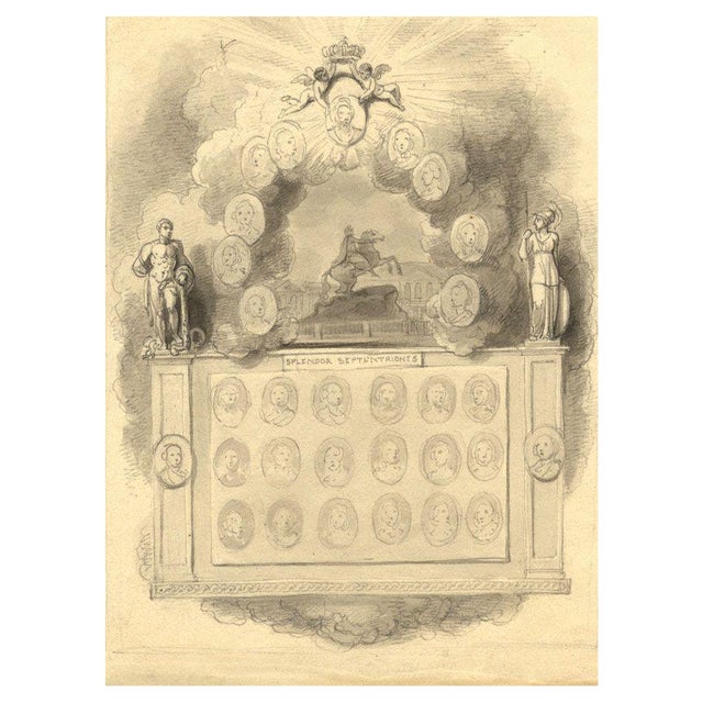 Robert Smirke RA, Study for Naval Commemorative Plate, 1803, Original Ink & Wash Drawing For Sale