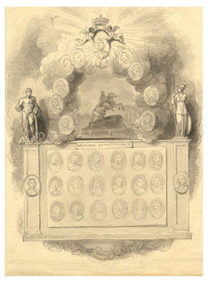 Robert Smirke RA, Study for Naval Commemorative Plate, 1803, Original Ink & Wash Drawing