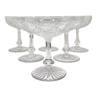 Set of 6 Baccarat Crystal Champagne Coupes For Sale
