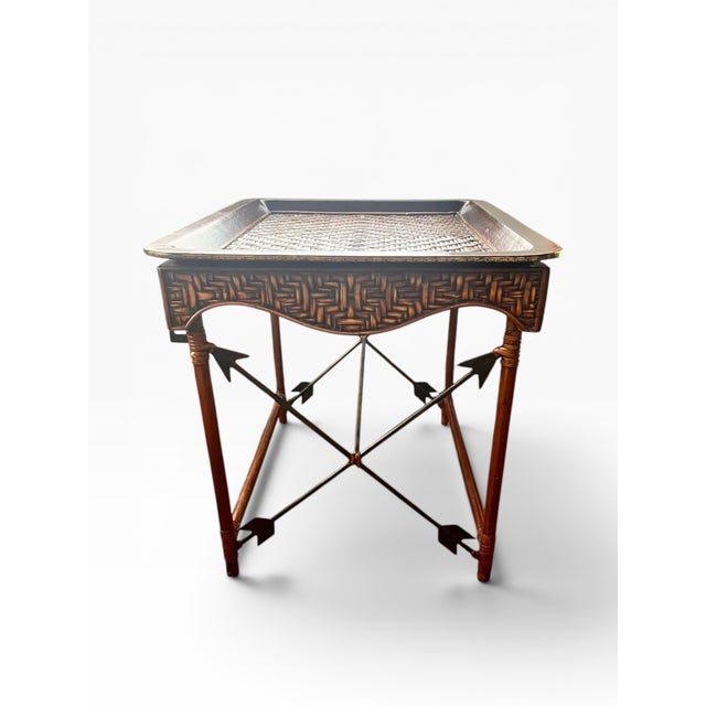 1990s Maitland-Smith Rattan and Faux Bamboo Tray Table For Sale In West Palm - Image 6 of 11