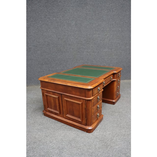Croquet Cherry Leather-Top Partners Desk Form Coffee Table For Sale - Image 9 of 16