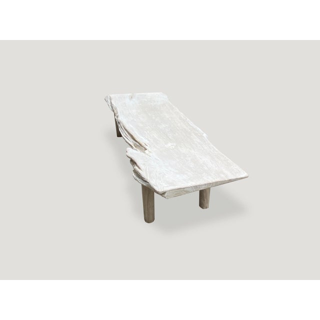 2010s Andrianna Shamaris Minimalist Live Edge Teak Wood Coffee Table or Bench For Sale - Image 5 of 6