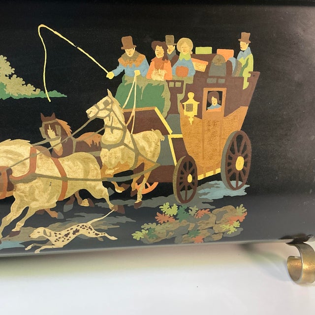 Mid-Century Modern 1950s Vintage Arts & Crafts Boho Chic Hand Painted Tole Metal Magazine Rac For Sale - Image 3 of 12