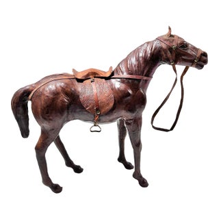 1940s Leather Horse Sculpture Equestrian Statue For Sale