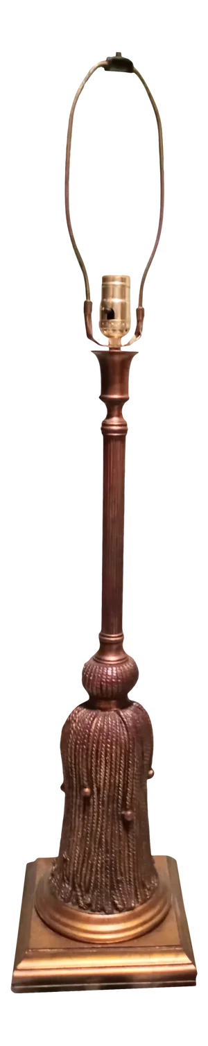 Dorothy Draper Style Hollywood Regency Extra Tall Gold Tassel Table Lamp