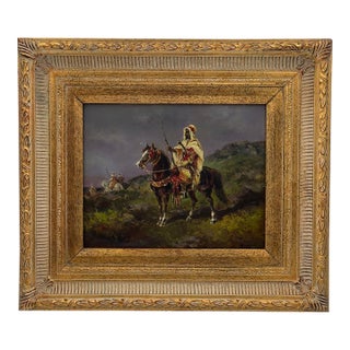 Antique Arthur Lumley (1837–1912) Original Oil Painting “An Arab Advance” For Sale
