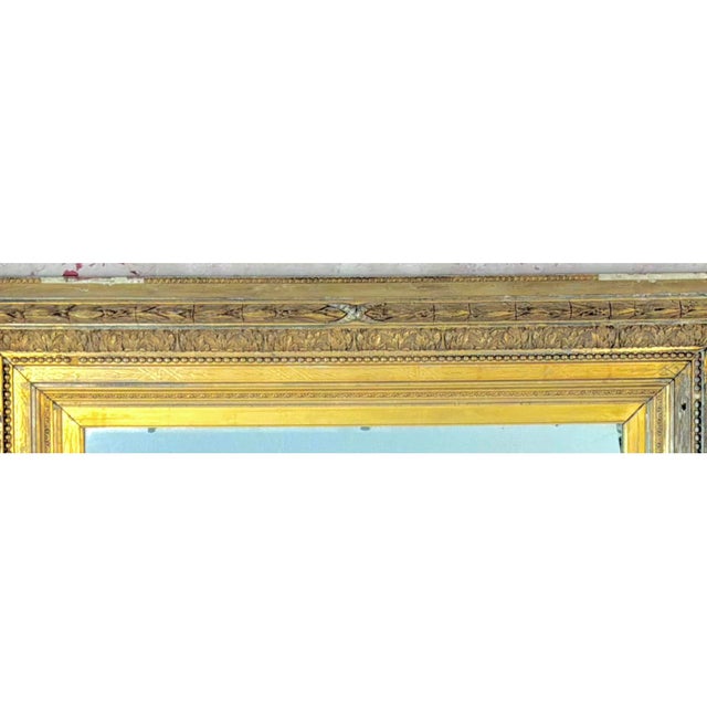 French Large 19th Century Giltwood Wall Mirror, Carved Foliate Design Frame For Sale - Image 3 of 8