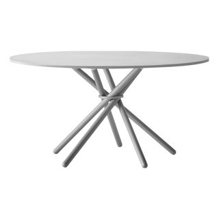 Hector Dining Table 140 with Light Concrete Top and Steel Legs by Eberhart Furniture For Sale