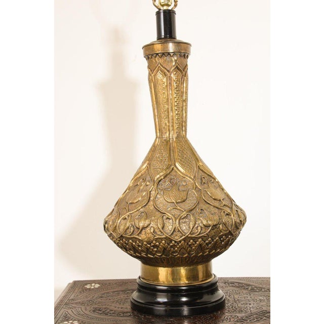 English Moorish Mughal Indo Persian Islamic Brass Table Lamp For Sale - Image 3 of 18