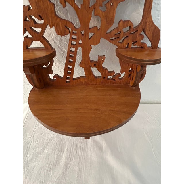 Victorian Mid-Century Wood Tree Motif Fretwork Wall Shelf For Sale - Image 3 of 8
