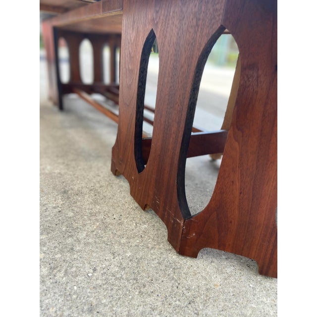 Mid Century Modern Terrazzo Marble + Walnut Fretwork Coffee Table | by Harvey Probber For Sale - Image 11 of 12
