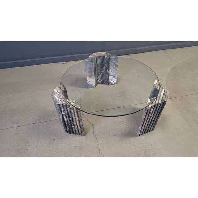Glass Vintage Italian Marble and Glass Coffee Table, 1970s For Sale - Image 7 of 11