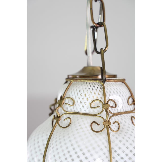 Amazing Venetian Lantern in Murano Reticello Glass, 1950s For Sale - Image 6 of 11