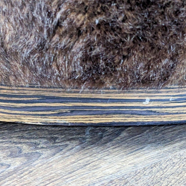 2000 - 2009 Fur Covered Ottoman on Wood Base For Sale - Image 5 of 5