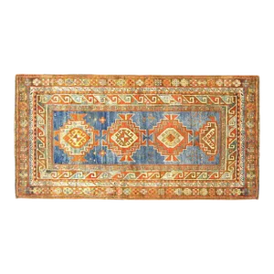 Antique Caucasian Kazak Oriental Rug in Runner Size with Multiple Medallions