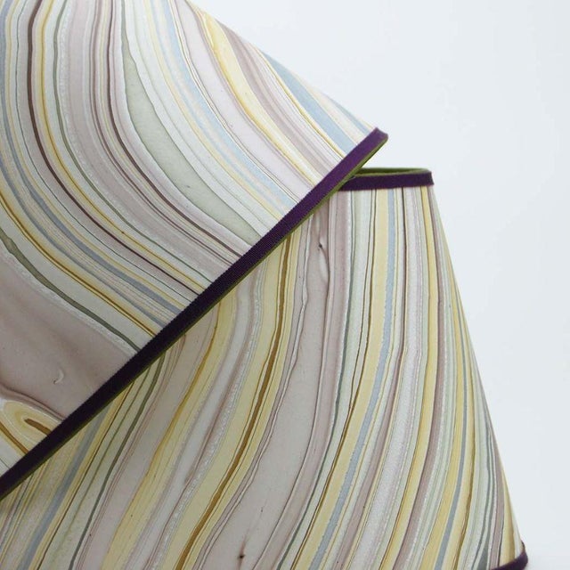 Contemporary Mauve and Gold Marbled Paper Lampshade - 8” x 12” x 8.75” For Sale - Image 3 of 4
