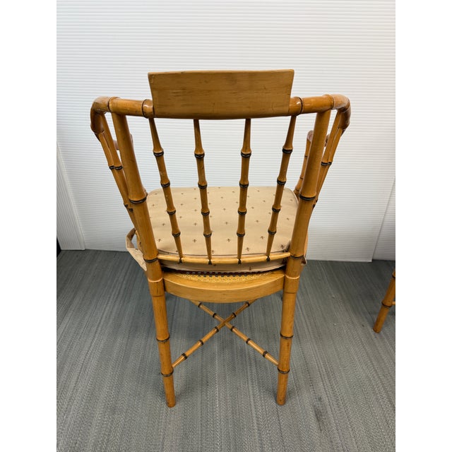 Circa 1960s Baker Furniture Faux Bamboo Windosr Chairs, Pair For Sale - Image 9 of 12