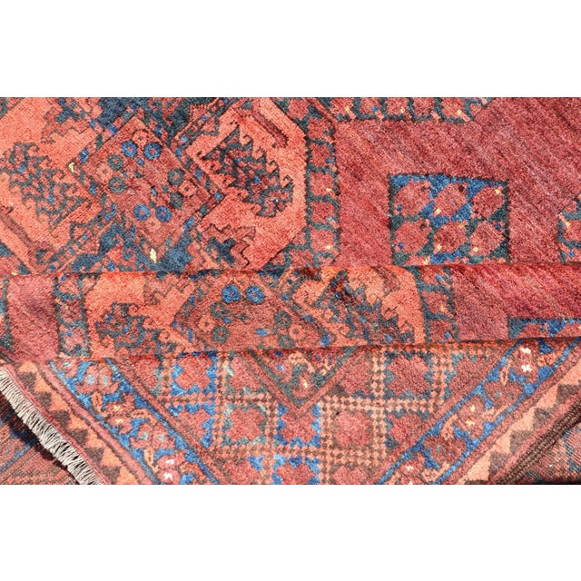 Early 20th Century Turkomen Ersari Rug in Wool With Repeating Sub-Geometric Gul Design For Sale - Image 12 of 13