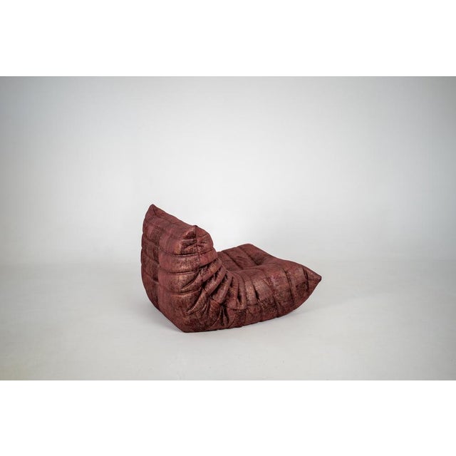 Red Set of Togo Lounge Chair and Ottoman in Rust Velvet by Michel Ducaroy for Ligne Roset, 1973 For Sale - Image 8 of 18