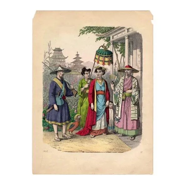 Antique Chinese Costume Archival Print For Sale