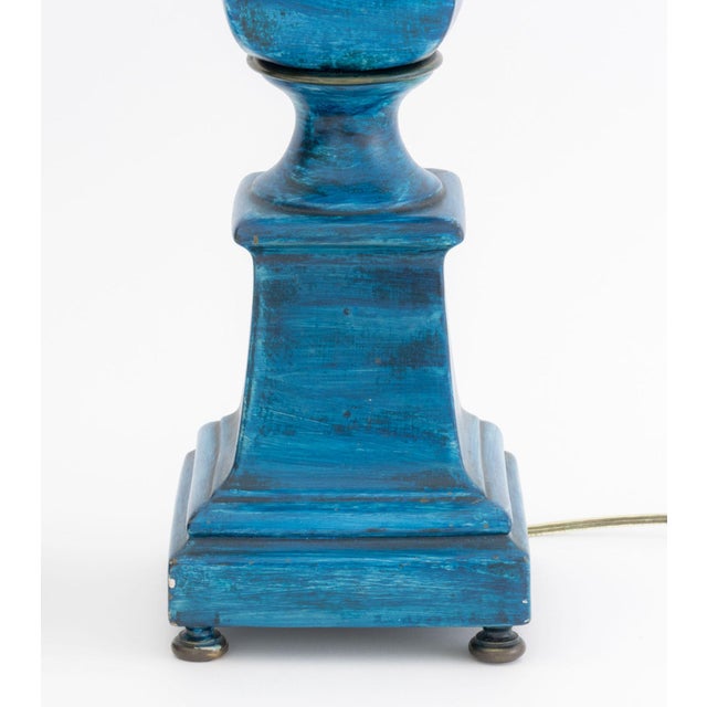 Modern Blue Painted Ceramic Table Lamps, Pair For Sale In New York - Image 6 of 7
