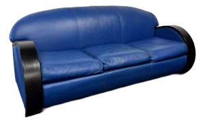 Directional Art Deco Inspired Leather Sofa