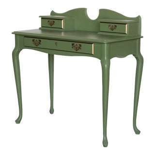 Vintage Georgian Style Green Writing Desk For Sale