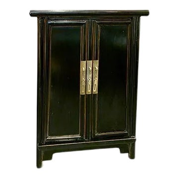 Asian Pearl River Black Nightstand For Sale