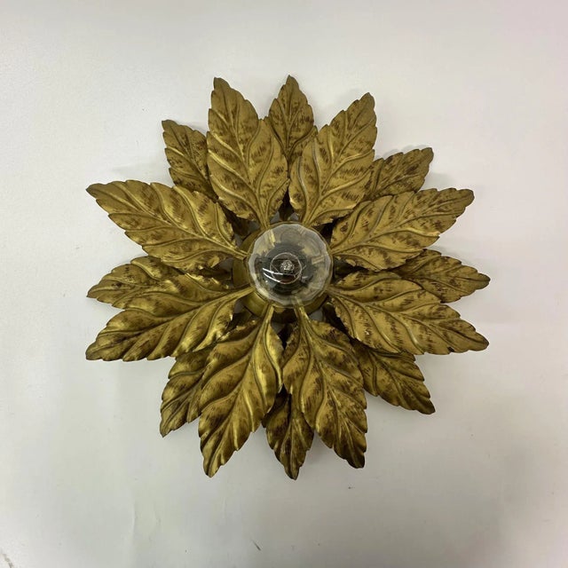 Goldenrod Wall Lamp Leafs from Hans Kögl, Germany, 1970s For Sale - Image 8 of 8