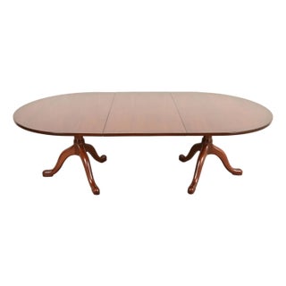 Kittinger Georgian Solid Mahogany Double Pedestal Extension Dining Table For Sale
