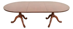 Kittinger Georgian Solid Mahogany Double Pedestal Extension Dining Table