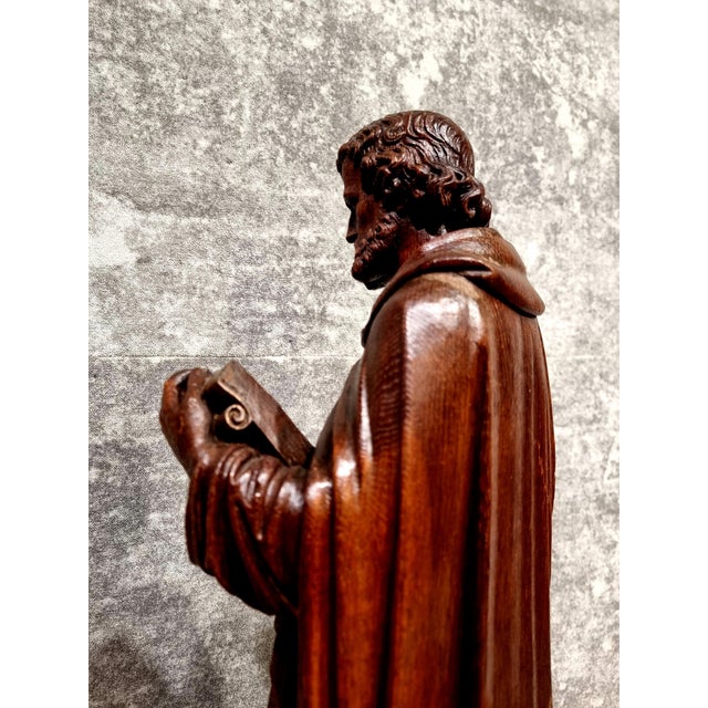 Dutch Artist, Hand Carved Holy Statue of Evangelist Marcus, 17th Century, Oak For Sale - Image 17 of 18