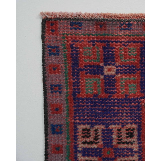 1970s Vintage Handmade Wool Cotton Red Area Rug For Sale - Image 9 of 12
