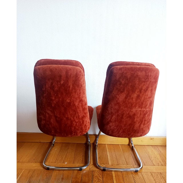 Vintage Velvet and Chrome Chairs by Gastone Rinaldi, 1970, Set of 2 For Sale - Image 4 of 16