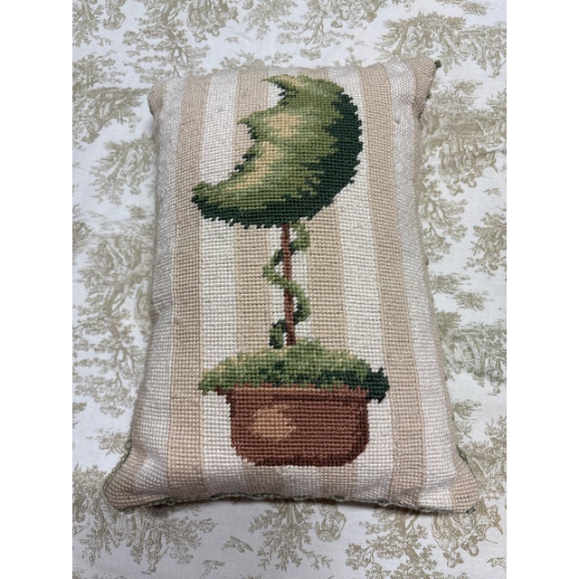 Topiary Design Needlepoint Pillows- Set of 2 For Sale In West Palm - Image 6 of 9