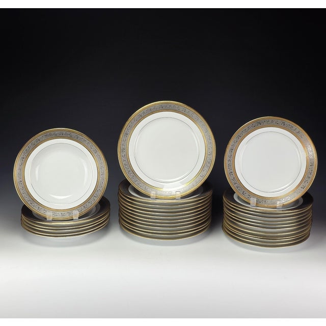 Raynaud – limoges “plaisance” pattern important 65-piece limoges porcelain dinner service gold & platinum · genuine inlay...