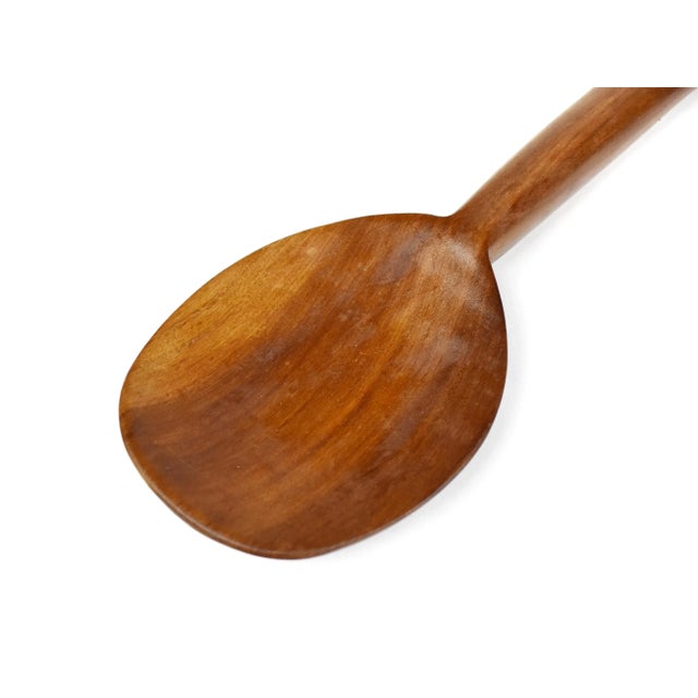 Mid 20th Century Vintage Hand Carved Solid Wood Salad Serving Utensils - Set of 3 For Sale - Image 9 of 10