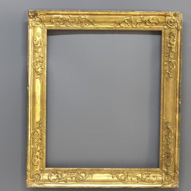 Antique Newcomb-Macklin School Arts & Crafts Carved Gilt Wood First Finish Frame C1910 Measures - 28"H x 24.25"W x 2.5"D...