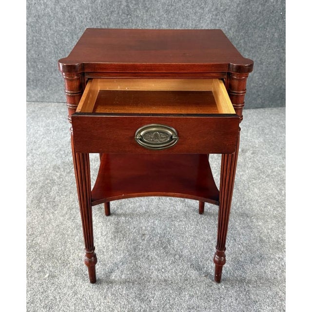 Brown Vintage One-Drawer Fluted Leg Nightstand For Sale - Image 8 of 12
