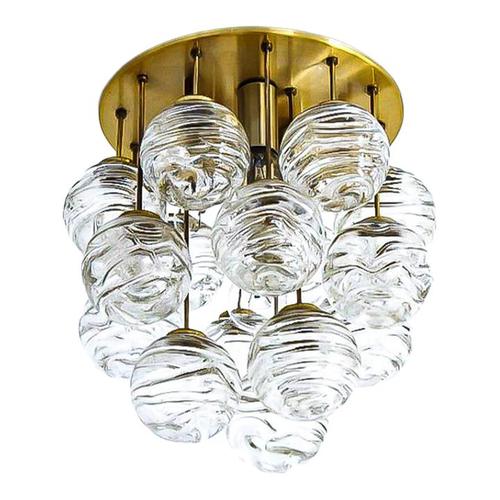 1960s Doria Sputnik Flush Mount Murano 12 Glass Balls & Brass, Germany For Sale - Image 11 of 11