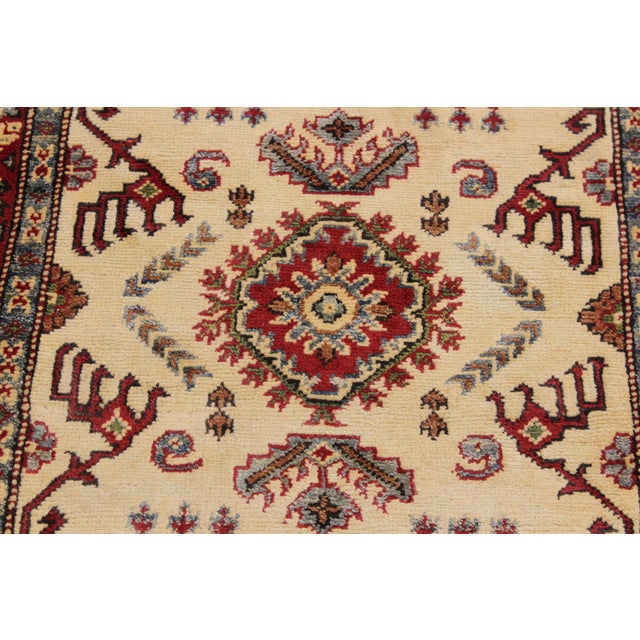 1990s Boho Chic Kazak Ivory/Red Wool Runner Rug - 2'8''x9'8'' For Sale - Image 5 of 10