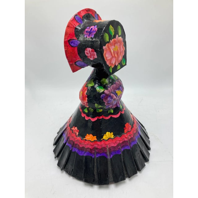 Mexican Signed Mexican Folk Art Paper Mache Woman For Sale - Image 3 of 8