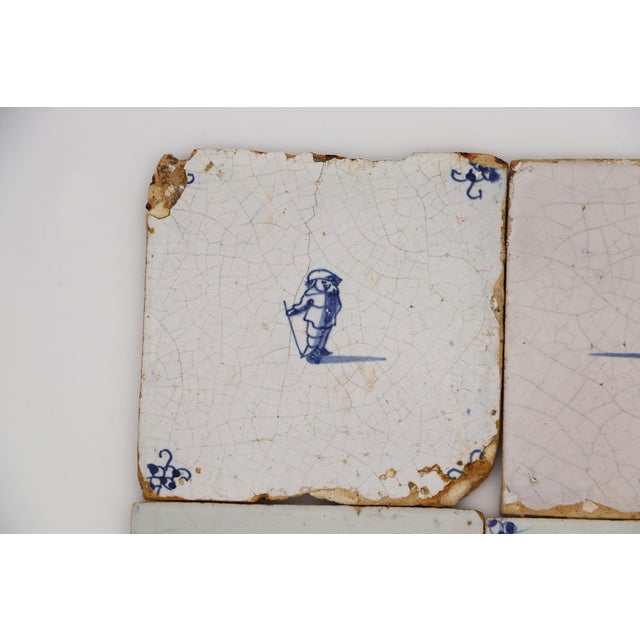 Circa: 18th Century. Origin: Netherlands. Material: Earthenware. Approximate dimensions of each tile: Height: 4.92 inches...